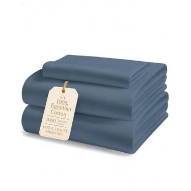 Imagem de LANE LINEN Jogo de lençol solteiro GG 100% algodão egípcio – 1000 fios, bolso profundo de 38 cm, costuras de bolso reforçadas francesas totalmente elásticas, para lençóis de resfriamento macios e