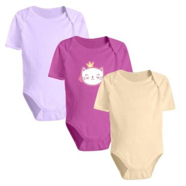 Imagem de Kit 3 Body Bebê Manga Curta Algodão Liso Estampado Básico - Koala Baby