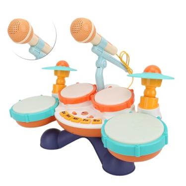 Imagem de Naroote Conjunto Multifuncional de Bateria Musical para Crianças Pequenas, Tambor de Jazz Com Batida Manual Com Luz, Instrumento Musical para Bebês, Brinquedo Educativo para