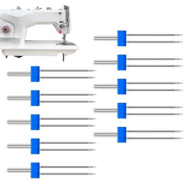 Imagem de Agulhas Duplas Para Máquina de Costura - Ferramenta Manual em Aço Inoxidável,Pontos Duplos Domésticos Para Costura,Para Bordar Borda Fácil Enfiação Iniciantes Especialistas