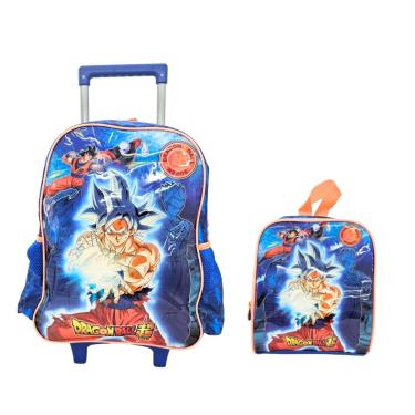 Imagem de Dragon Ball Z Mochila Infantil com Rodinhas + Lancheira Isotérmica Goku Vegeta