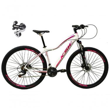 Imagem de Bicicleta Aro 29 Ksw Mwza 24v Câmbio Shimano Acera K7 Garfo Trava Freio A Disco - Branco/pink/violeta Tam.17