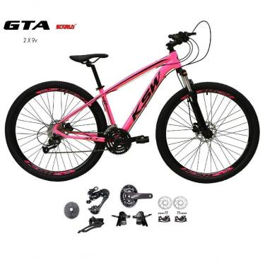 Imagem de Bicicleta Aro 29 Ksw Xlt Kit 2x9 Gta Sunrun Freio Disco K7 11/36 Pedivela 24/38d Garfo Com Trava - Rosa Tam.15