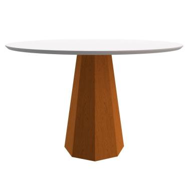 Imagem de Mesa De Jantar 4 Lugares 1,20m Redondo Vidro Ypê Off White