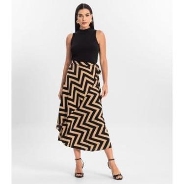 Imagem de Saia Midi Amarração Envelope Select Marrom-Feminino