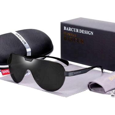 Imagem de Óculos De Sol Masculino Com Lentes Polarizadas Design Esportivo Preto