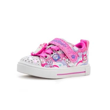 Imagem de Skechers Tênis feminino Twinkle Sparks 314460n (infantil), Rosa choque/Multi, 9 Toddler