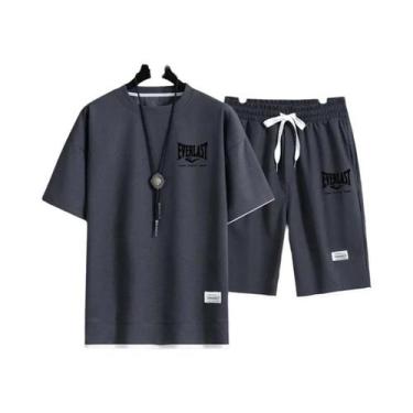 Imagem de Conjunto De Camiseta De Gola Redonda E Calções De Secagem Rápida Para 