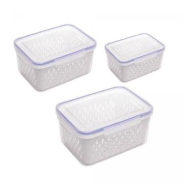 Imagem de Conjunto 03 Potes Herméticos Com Cesto Plástico 221194 Lyor