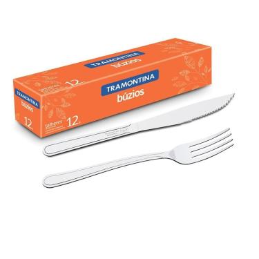 Imagem de Faca E Garfo Tramontina Churrasco 4 Búzios De Aço Inox 192 Peças Tramontina 23750004x96...