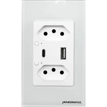 Imagem de Tomada Inteligente Wifi Com Porta Usb Tipo C Tomada De Parede Smart Home Automação Residencial