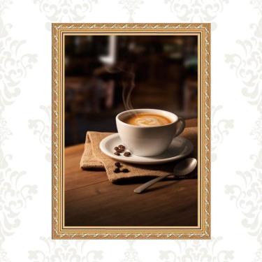 Imagem de Quadro Moldura Dourada Fotografia Café 33X24Cm