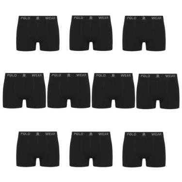 Imagem de Kit 10 Cuecas Boxer Polo Wear Masculina, P, Preto