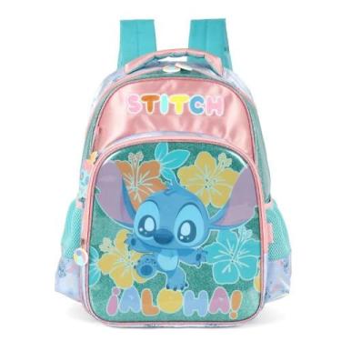 Imagem de Mochila Costas Stitch Disney Meninas Kids Escolar Turquesa