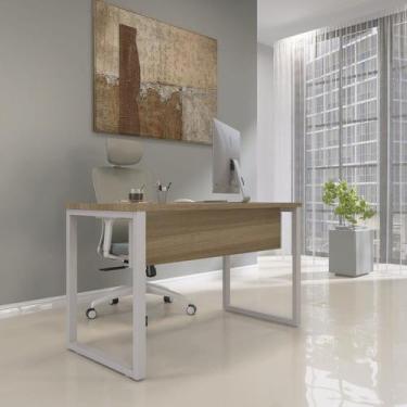 Imagem de Escrivaninha Mesa Escritório X 150cm Industrial Noce Naturalle E Cinza
