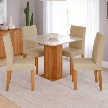 Imagem de Mesa de Jantar 4 Lugares Sophia Maia com Vidro Cinamomo/Off White/Gengibre - Cimol