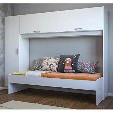 Imagem de Multimóveis Cama Solteiro com Guarda-Roupa/Roupeiro para Colchão 88 x 188 cm Branco