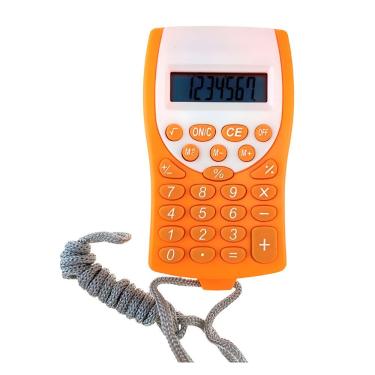 Imagem de Mini Calculadora De Bolso Cordão 8 Dígitos Cálculo laranja