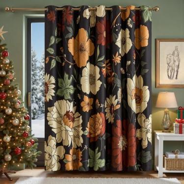 Imagem de Cortina jinchan Lora Floral Blackout 1 painel W254xL213cm preta