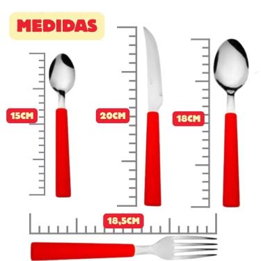 Imagem de Conjunto De Talheres 16 Peças Vermelha Faqueiro Jogo