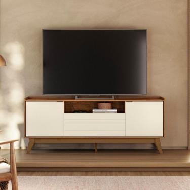 Imagem de Rack Para Tv Com 2 Portas E Gaveta Central Ripado