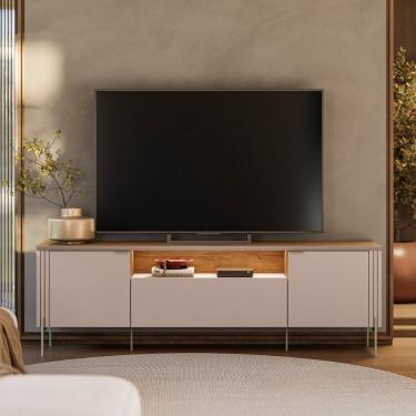 Imagem de Rack Para Tv Com 2 Portas E 1 Gaveta Grigio Fosco Canela