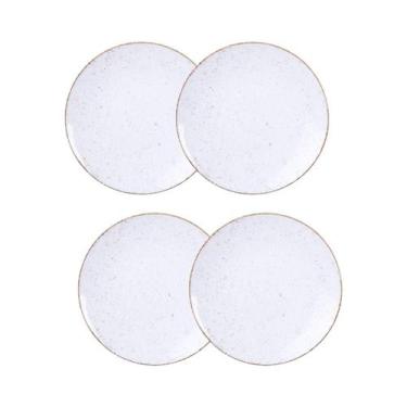 Imagem de Jogo de Pratos Sobremesa Rústico 4 Peças 21 cm Porcelana Decorada Tram