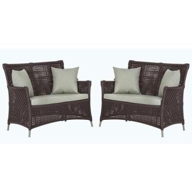 Imagem de 2 Sofás Área Externa Igapó Alumínio Pintura Fendi Corda Náutica Estofa