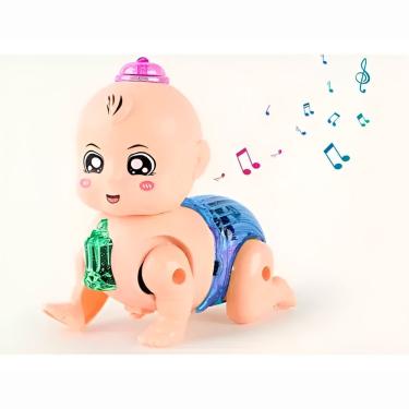 Imagem de Boneca Bebê Engatinha Interativa Com Luz E Som – Brinquedo Educativo Para Crianças +3 Anos Luz Som Interativa