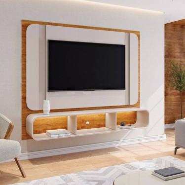Imagem de Painel para TV Até 75 Polegadas Austen com Led Marrom/Off White - Viero Móveis
