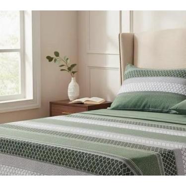 Imagem de Jogo de Lençol Solteiro Padrão com Elástico Algodão Poliester 2 peças 