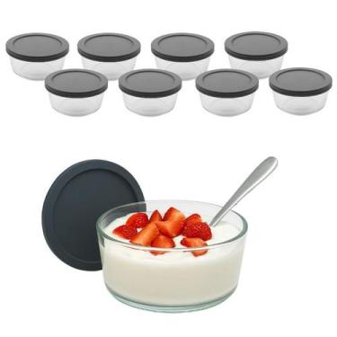 Imagem de Kit 8 Pote Tigela De Vidro Bowl Redondo Com Tampa Hermética Marmita Fi