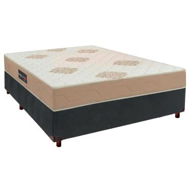 Imagem de Conjunto Cama Box Com Colchão Casal Inova D33 Inovaflex - Cinza