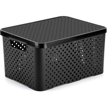 Imagem de Cesto Organizador com Tampa 16l para Guardar Objetos em Plástico para Quarto Banheiro O...