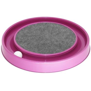 Imagem de Arranhador para Gatos OEM Redondo Relax com Bolinha Miau Rosa em Polipropileno e Carpete 35 e 5cm 1 Unidade
