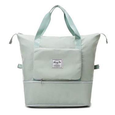 Imagem de Bolsa de Viagem Dobrável de Grande Capacidade em Tecido Impermeável Expansível com Zíper Verde OEM