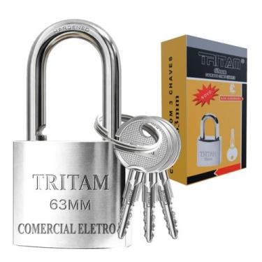 Imagem de Cadeado Grande 63mm Tritan Chave Tetra Proteção Antifurto Cadeado Robu