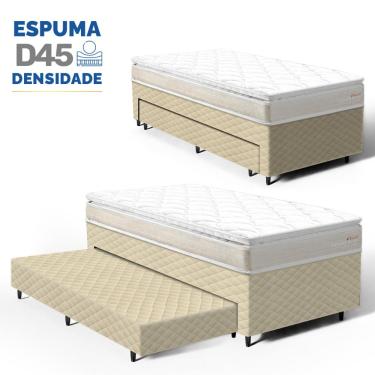 Imagem de Cama Box com Colchão de Espuma D45 Pillow Top Ortopédico Domo + Auxiliar de Espuma Unique Solteiro 88cm