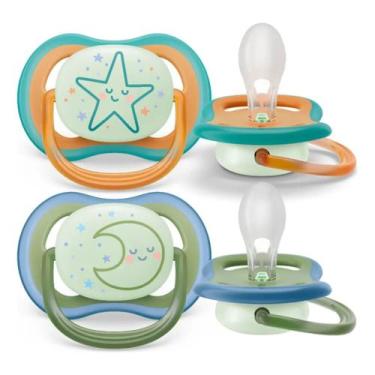 Imagem de Chupeta Ultra Air c/2 Lua/Estrela Azul e Verde 18 M+ Avent - Philips A