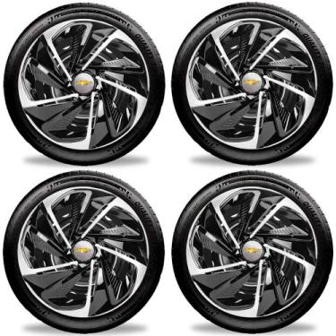 Imagem de Jogo 4 Calotas Nitro Aro 14 Black Silver Gm Corsa Meriva - Elitte