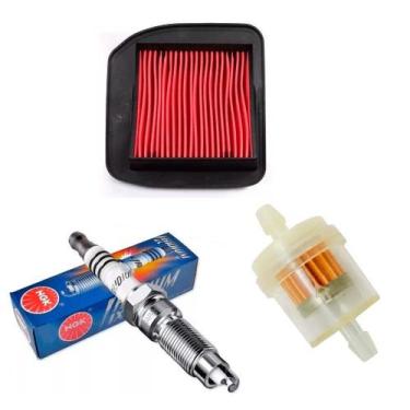 Imagem de Kit Revisão Vela Iridium Filtros titan 2000 fan 125 ate 2008 - NGK