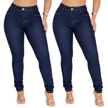 Imagem de Kit 2 Calças Jeans Feminina Skinny com Elastano Cintura Alta - Mundo N