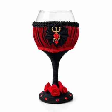 Imagem de Taça Artesanal Pomba Gira Maria Padilha Tecido Vidro 300ml - Lua Místi