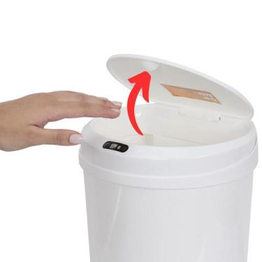 Imagem de Lixeira redonda, recarregável USB, branco 12L com sensor de proximidad