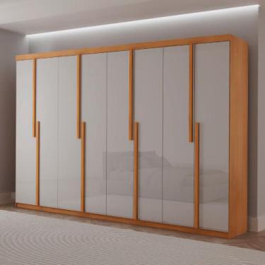 Imagem de Guarda Roupa Casal Quioto MDF com 8 Portas 4 Gavetas Moderna Mobília, 