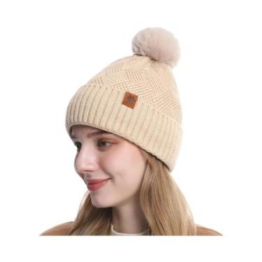 Imagem de Gorro De Malha Unissex Com Forro De Lã, Gorro De Inverno Quente De Cam