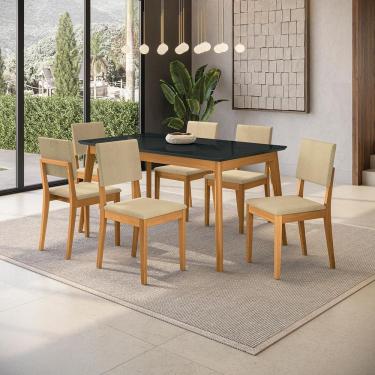 Imagem de Conjunto Sala De Jantar Nara Kappesberg Em Madeira Maciça Com 6 Cadeiras