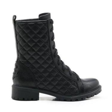 Imagem de Bota Fem Capodarte Coturno em Couro Tratorado Matelasse Preto 4016727,