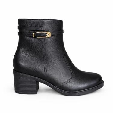 Imagem de Bota Lara Rosa Keila Cano Curto Fivela Conforto Feminino -, 36, Preto