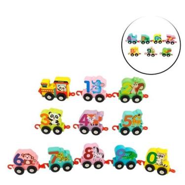 Imagem de Brinquedo Educativo Trem Numérico de Madeira com Animais Tipo:Trenzinh